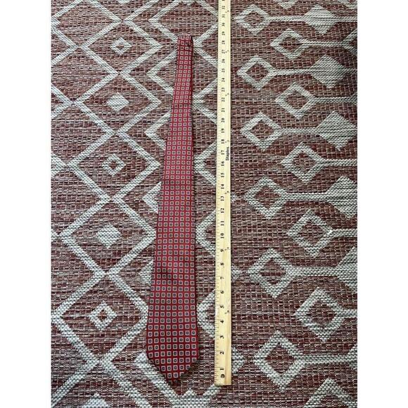 Vintage Lauren Ralph Red 100 Percent Silk Geometric Tie - Picture 1 of 4